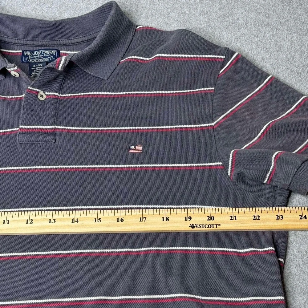 VTG Ralph Lauren Polo Jeans Co Polo Shirt‎ Men's XL American Flag Embroidered